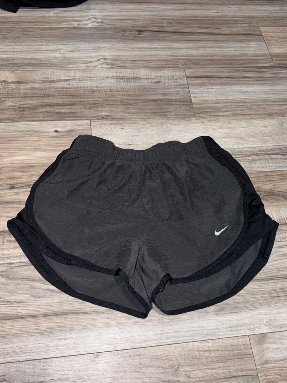 Nike Women's Dark Charcoal Athletic Shorts with White Swoosh
